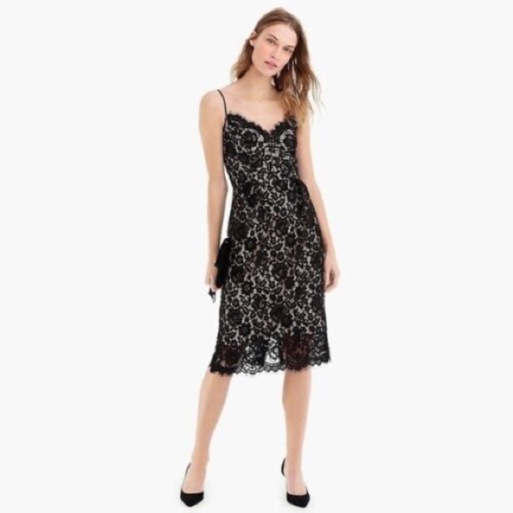 🎄 J. Crew Guipure Lace Spaghetti Strap Dress - Picture 2 of 4